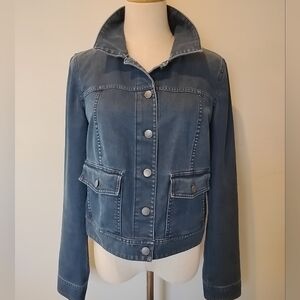 J. Jill Indigo Dark Blue Jacket Classic Denim Jean XS S M Cotton Basic Top